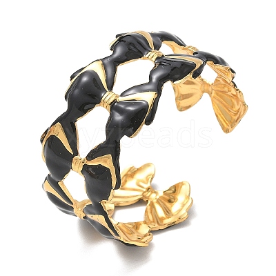 304 Stainless Steel Enamel Cuff Bangles for Women SA-CBAFD7D-04G-1