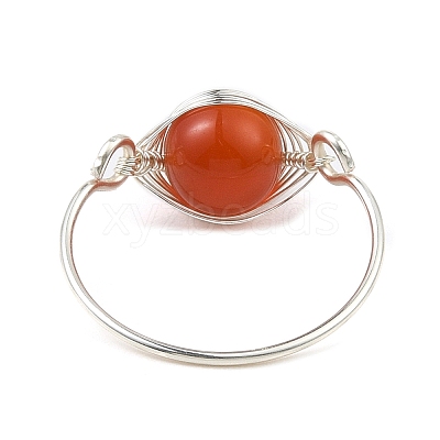Natural Mixed Gemstone Braided Bead Finger Ring RJEW-JR00588-01-1