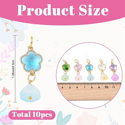 10Pcs 5 Styles Glass & Alloy & Acrylic Pendants PALLOY-YW00219-1