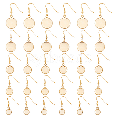 30Pcs 5 Style Flat Round Stainless Steel Dangle Earrings EJEW-UN0001-60-1