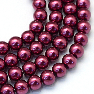 Baking Paint Pearlized Glass Pearl Round Bead Strands HY-Q003-4mm-72-1