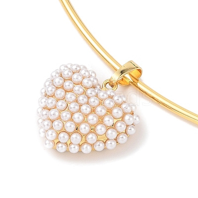 Brass with ABS Imitation Pearl Charm Necklace BJEW-Q350-05C-G-1