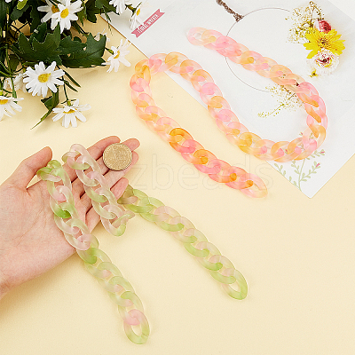 2 Strands 2 Colors Handmade Transparent Acrylic Curb Chains FIND-WR0002-26B-1