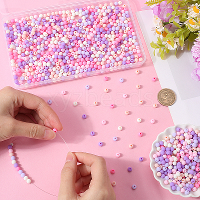 1000Pcs Frosted Opaque Acrylic Beads OACR-SP0001-32C-1