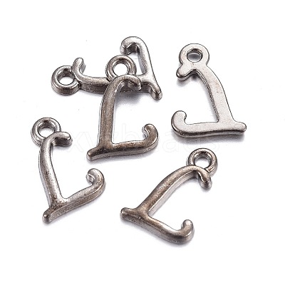 Gunmetal Plated Alloy Letter Pendants LS-PALLOY-J718-01B-L-1
