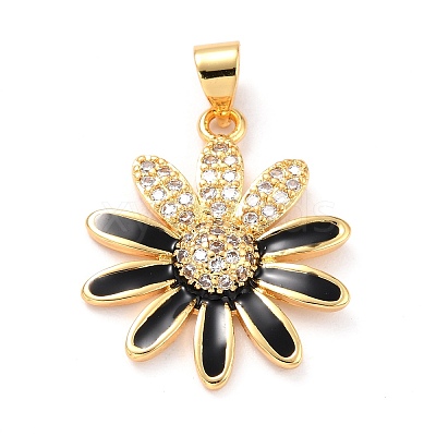 Real 18K Gold Plated Brass Micro Pave Cubic Zirconia Pendants ZIRC-L100-087G-10-1