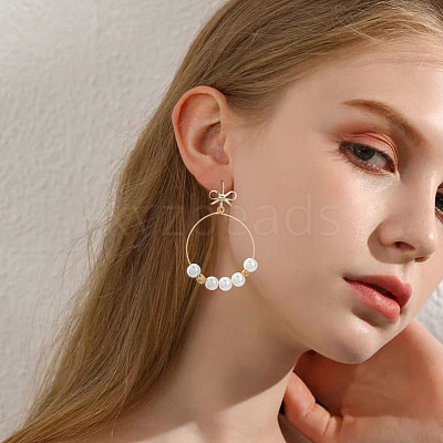 Bowknot Shape Brass Earring Hooks KK-HS0001-78G-1