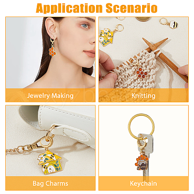 20Pcs 10 Styles Bees Alloy Enamel Pendant Locking Stitch Markers HJEW-HS00071-1