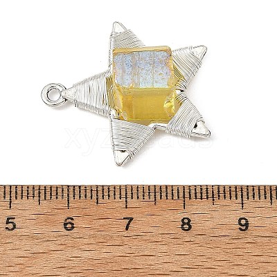 Electroplated Natural Quartz Faceted Copper Wire Wrapped Pendants PALLOY-TA00443-04-1