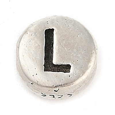 925 Sterling Silver Flat Round with Letter Beads STER-G044-01AS-L-1