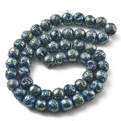 Electroplated Natural Lava Rock Beads Strands G-A251-E01-01E-1