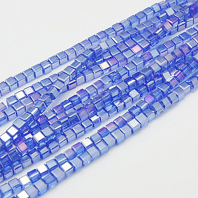 Electroplate Glass Beads Strands EGLA-D018-8x8mm-79-1
