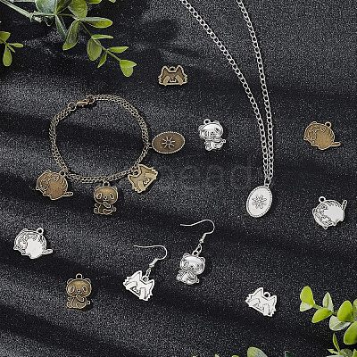 80Pcs 8 Style Tibetan Style Alloy Pendant Enamel Settings TIBEP-CA0001-11-1