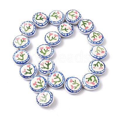 Flower Theme Handmade Porcelain Beads LAMP-D303-06C-02-1