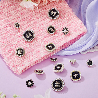 15Pcs 5 Styles 1-Hole Alloy Enamel Shank Buttons BUTT-TA0001-47B-1