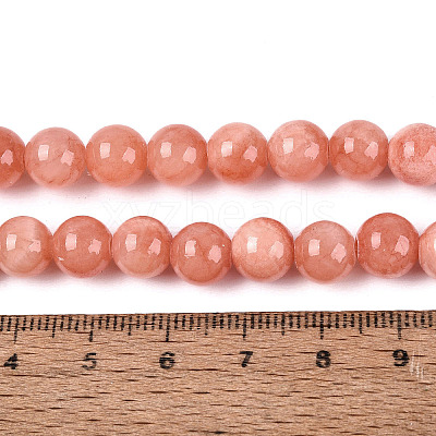 Natural Dyed Yellow Jade Gemstone Bead Strands G-R271-8mm-Y31-1