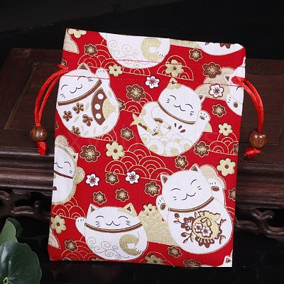 Chinese Style Rectangle Cloth Printed Drawstring Gift Bags PW-WG9C527-04-1