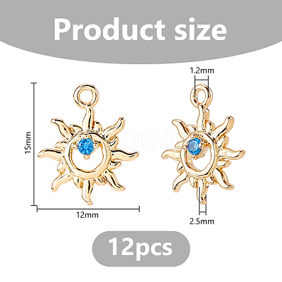 12Pcs Brass Micro Pave Cubic Zirconia Charms KK-DC0005-19-1