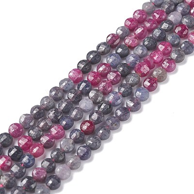 Natural Red Corundum/Ruby and Sapphire Beads Strands G-S362-013-1