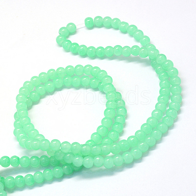 Baking Paint Imitation Jade Glass Round Bead Strands X-DGLA-Q021-10mm-22-1
