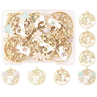14Pcs 7 Styles Rack Plating Alloy Enamel Pendants FIND-FS0004-76-1