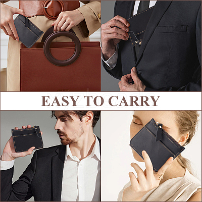 Rectangle Leather Credit Card Wallets for Women Men AJEW-WH20007-09A-1