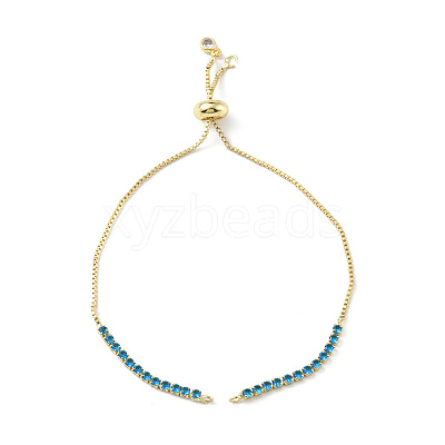 Brass Micro Pave Cubic Zirconia Box Chain Slider Bracelet Makings KK-P233-10G-1