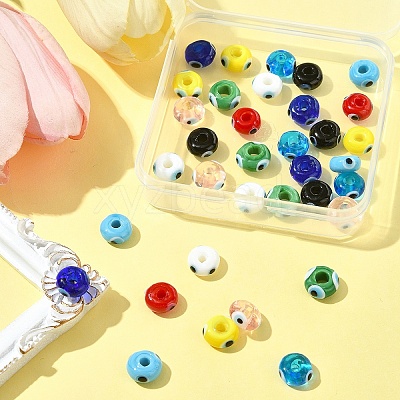 36Pcs 9 Colors Handmade Evil Eye Lampwork Beads LAMP-FS0001-23-1