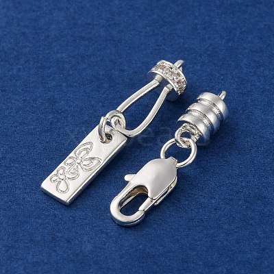 Brass Micro Pave Clear Cubic Zirconia Lobster Claw Clasp KK-C076-07S-1