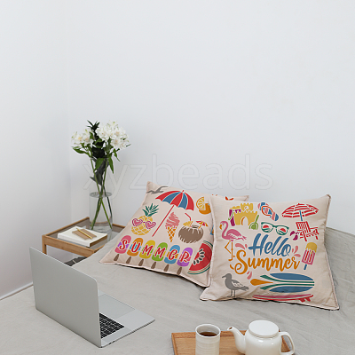 1 Set Summer Theme PET Hollow Out Drawing Painting Stencils DIY-MA0004-76B-1