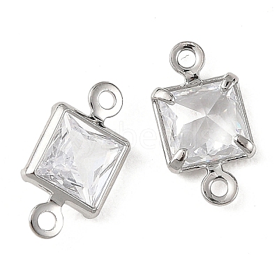 SHEGRACE Brass Pave Cubic Zirconia Square Connector Charms XGRQ2O292-440A-P-1