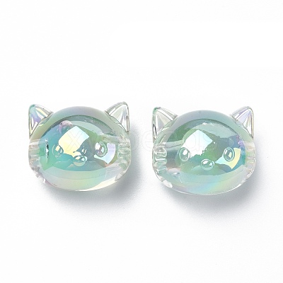 UV Plating Rainbow Iridescent Acrylic Beads OACR-H015-05D-1