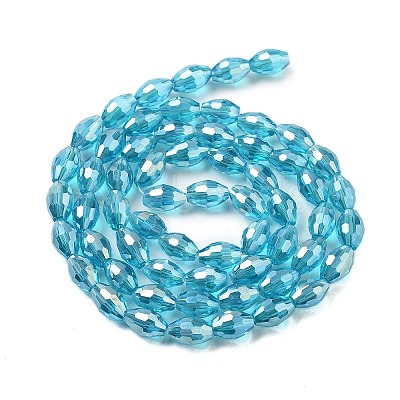 Transparent Electroplate Glass Beads Strands EGLA-A037-T6x8mm-B16-1