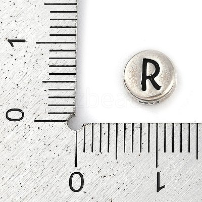 925 Sterling Silver Flat Round with Letter Beads LS-STER-G044-01AS-R-1