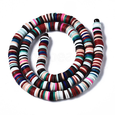 Flat Round Handmade Polymer Clay Beads CLAY-R067-6.0mm-M2-1