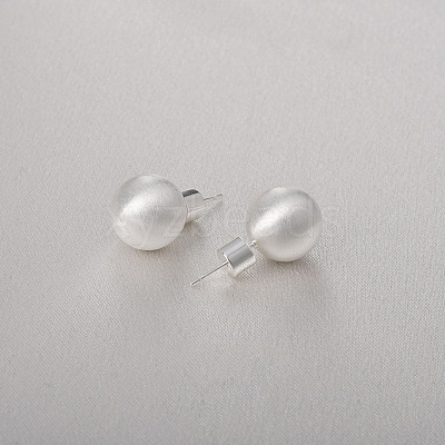 Round Ball Drawbench Brass Ear False Plugs for Women EJEW-G391-24C-S-1