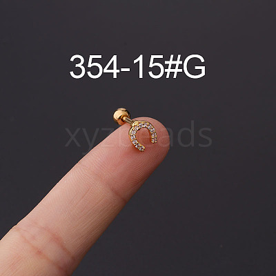 316L Stainless Steel Micro Pave Cubic Zirconia Cartilage Earrings WG094CA-33-1