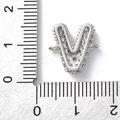 Brass Micro Pave Cubic Zirconia Letter Links KK-I717-04V-P-1