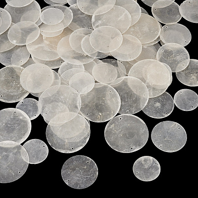 90Pcs 3 Styles Natural Capiz Shell Disc Connector Charms BSHE-MB0001-01-1