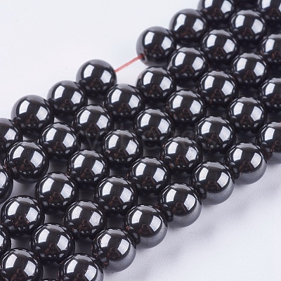 Magnetic Synthetic Hematite Beads Strands G-Q893-8mm-1
