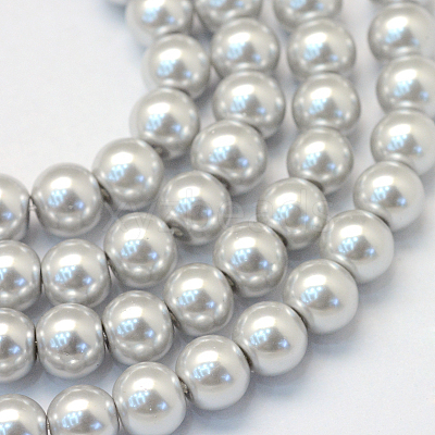 Baking Paint Pearlized Glass Pearl Round Bead Strands X-HY-Q330-8mm-62-1