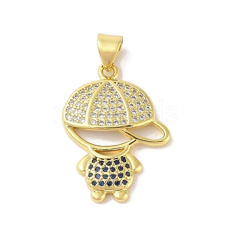 Rack Plating Brass Cubic Zirconia Pendants KK-S380-30G-05-1