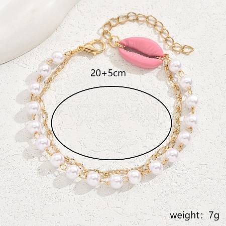 Imitation Pearl & Shell Charm Anklets KO9464-1