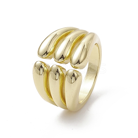 Rack Plating Brass Open Cuff Ring RJEW-K257-44G-1