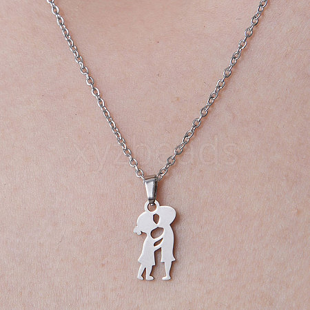 Non-Tarnish 201 Stainless Steel Lovers Pendant Necklace NJEW-OY001-05-1