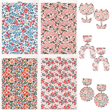 CRASPIRE 8 Sheets 4 Style Flower Pattern Ceramics Clay Water Transfer Paper DIY-CP0010-36A-01-1