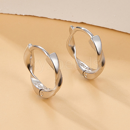 Anti-Tarnish Rhodium Plated 925 Sterling Silver Twist Hoop Earrings for Women IA8169-2-1