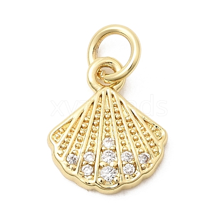 Brass Pave Clear Cubic Zirconia Pendants KK-G554-09B-G-1