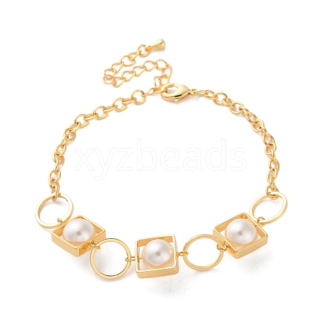 Brass Link Bracelets for Women BJEW-P342-14G-1