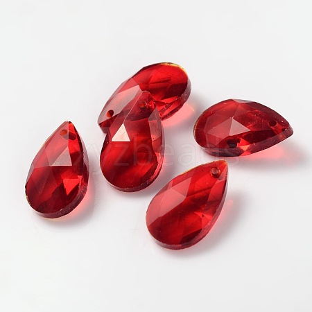 Faceted Teardrop Glass Pendants GLAA-O008-A08-1